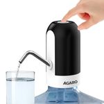 AGARO Delite Electric Water Dispenser Pump for 20 Litre Water Bottle, USB Charging, Portable Automatic Drinking Water Pump for Home, Office, Travel & Kitchen, Camping, Party (Black & White)