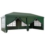 Outsunny 3 x 6 m Garden Pop Up Gazebo, Wedding Party Tent Marquee, Water Resistant Awning Canopy with Sidewalls, Windows, Carry Bag, Green