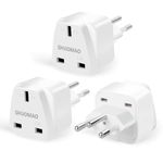 3-PACK UK to Switzerland Plug Adapter,SHUOMAO UK to Swiss Plug Travel Adapter,Swiss Travel Adaptor for Swiss,Jordan,Liechtenstein,Madagascar,Rwanda and Type J