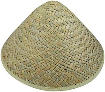 Light Weight Straw Sun Shade Farmer Conical Cone Hat, Beige, One Size