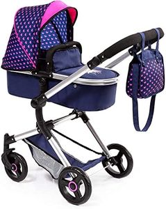 Bayer Design Baby Doll City Vario Pram, Blue Pink with Hearts Unicorn