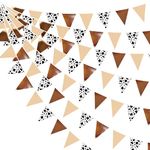 32Ft Brown Cow Print Fabric Bunting Banner Western Cowboy Party Decorations Triangle Flag Pennant Garland for Western Cowboys Cowgirls Birthday Baby Shower Derby Day Farm Cow Wild Party Decor