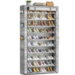 OYREL 10 Tier Shoe Rack Grey Shoe Storage Large Capacity 50-56 Pairs Beautiful Tall Shoe Shelf Shoe Storage Cabinet Shoe Racks for Entryway Closet