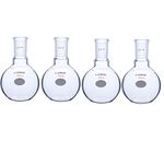 Laboy Glass Single Neck Flat Bottom Boiling Flask 250mL with 24/40 Joint Heavy Wall Distillation Receiving Apparatus Organic Chemistry Lab Glassware (Pack of 4)