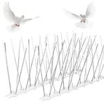 Pigeon Repellent Spikes, Stainless Steel Bird Repellent Spikes, Bird Protection Pigeon Spikes for Roof, Balcony, Garden, Fence, Bird Protection Grid Against Pigeon Sparrows, 12 x 25 cm