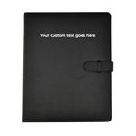 Arpan A4 Professional Presentation Display Book Personalised Custom Text 50 Sheets Inner Pockets Soft Touch Display Book Ring Binder Portfolio Folder with Closure Belt (Black)