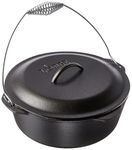 Lodge 8.52 litre / 9 quart Pre-Seasoned Cast Iron Dutch Oven / Casserole Dish (with Spiral Bail Handle), Black