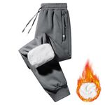 Imuedaen Men's Fleece Lined Joggers Casual Tracksuit Bottoms Warm Pants Athletic Trousers Drawstring Sweatpants with Pockets (Dark Gray, M)