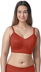 Floatley Cozy Adjustable Bra Comfort Wirefree Seamless Bra with Embedded Pad for Women Size S Red Ochre