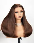 Arabella 5x6 Ready to Go Glueless Wigs Human Hair 280% Density Lace Front Wigs Human Hair 4# Brown Straight Wig Human hair 12A Pre Cut Lace Pre Plucked Bleached Knots (18inch, 5X6 Straight Wig)