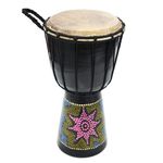 A-Star 6 Inch Painted Colourful West African Djembe Drum - Authentic Handmade, Rope Tuned, Natural Skin Head Educational Hand Drum - 30 cm Height