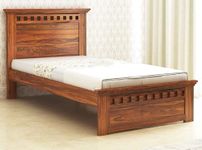 Wooden Craftico Solid Sheesham Wood Single Size Bed Without Storage Wooden Cot Palang for Bedroom Livig Room (Honey Finish)