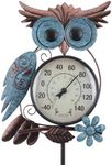 MUMTOP Outdoor Thermometer - 42 Inch Metal Owl Garden Stake Outside Thermometer for Patio, Yard and Garden