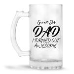 YuBingo Great Job Dad Funny Beer Mug from Daughter, Son Cool Birthday Present Idea for a Father, Men, Guys, Him (500ML) Frosted