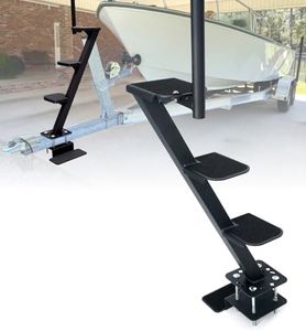 Aupar Heavy Duty Boat Trailer Steps with Safety Handle, Non-Slip Surface, Trailers Tongue Step Compatible with Most Deep V, 4 Steps