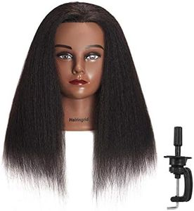 Hairingrid Mannequin Head 14" 100% Real Hair Hairdresser Cosmetology Mannequin Manikin Training Head Hair and Free Clamp Holder (14 Inch)