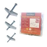 binifiMux 26 Pieces Toggle Bolt and Wing Nut Assortment Kit for Drywall Hanging Heavy Items 1/8" 3/16" 1/4"