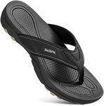 HAOLIRA Men's Flip Flops with Arch Support Indoor Outdoor Beach Thong Sandals Comfort Non-Slip Orthotic Sandals, Na2 Black, 12