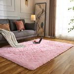 Evitany Rugs for Bedroom, Super Soft Shaggy Washable Area Rugs, Non Slip Non Shedding for Dining Room,Area Rugs Living Room,Office,Lounge Carpet (Pink,140x200 cm)