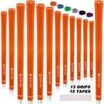 SAPLIZE Golf Grips, Midsize 13 Grips With 15 Tapes, Anti-slip Rubber Golf Club Grips, Orange