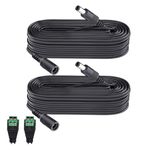 2 Pack 33FT 10M Power Extension Cable, 2.1mm x 5.5mm Power Adapter Extension Cord Compatible with 12V DC Adapter Power Supply or Wall Charger for CCTV Security Camera IP Camera (2Pack, Black)