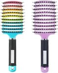 2Pcs Boar Bristle Hair Brush, Wet &