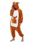 NEWCOSPLAY Unisex Adult Kangaroo Onesie Pajamas Animal One Piece Costume Cosplay Sleepwear (Kangaroo, Large)