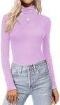 Ekouaer Women's Turtleneck Long Sleeve Shirts Fall Fashion Lightweight Base Layer Solid Slim Fit Thermal Underwear Tops Purple S