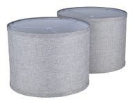 Drum Lampshades Set of 2, Natural Linen Lampshade 13"x13" x 10" High, Replacement Fabric Lampshades for Table Lamps Floor Lamps, Grey Color Lampshade,Lampshades Spider Fitter (Light Grey)