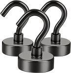 DIYMAG Black Magnetic Utility Hooks, 30Lbs Heavy Duty Rare Earth Neodymium Magnet Hooks with Nickel Coating for Kitchen, Classroom etc, Pack of 3