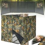 See Through Hunting Tree Stand Blind, Visible Ladder Stand Blind Kit for 2 Man Camouflage Treestand Blinds Cover with Zipper Storage Pocket Tree Stand Blind Accessories for Hunting Deer, 102×36 Inch