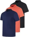 Real Essentials 3 Pack: Mens Polo Shirt Golf Quick Dry Fit Active Polo Shirts for Men Pocket Short Sleeve Button Collared Tees Tops Tennis Casual Lounge Clothes Clothing Apparel - Set 9, S