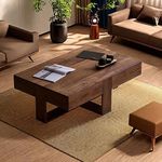 REDWOOD Solid Sheesham Wood Rectangular Centre Coffee Table for Living Room | Wooden Sofa Hall Tea/Teapoy Table for Home Office and Lounge | Rosewood, Walnut Finish