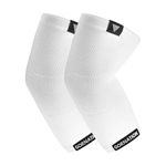 GORNATION Elbow Compression Sleeves, Forearm Compression Sleeves, 2x Arms Sleeves for Fitness, Weightlifting, Bodybuilding, Calisthenics, & Sports, Elbow Braces for Men & Women - 1 Pair, White, M