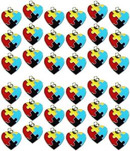 36 Autism Aspergers Awareness Puzzle Piece Heart Jewelry Charms Package of 36