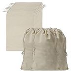 BELLE VOUS Cotton Muslin Produce Storage Bags with Drawstring (10 Pack) - L30 x W20cm / 12 x 8 inches - Reusable, Biodegradable & Eco-Friendly Vegetable Canvas Bag