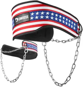 DMoose Dip Belt for Weightlifting, Weight Belt with Chain for Pullup, Gym Lifting Belt for Powerlifting, Squat, Bodybuilding, Heavy Duty Steel, Workout Belt with Comfortable Neoprene Support