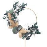 The Baked Studio - Boho Dried Flower Floral Ring Wreath Cake Topper For Cake Decorating For Birthdays Baby Shower Christening & Wedding (Eucalyptus)