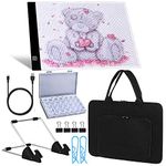 A4 LED Light Pad for Diamond Painting, Super Bright USB Powered Light Board Kit with Detachable Stand, and Black Pad Clip (Pad and Bag)