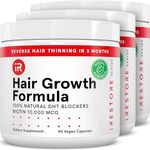 iRestore Hair Growth Supplement – Natural DHT Blockers & Multivitamin Blend – Vegan, Non-GMO, 90 Capsules – Supports Thicker, Stronger Hair for Men and Women – 3-Pack