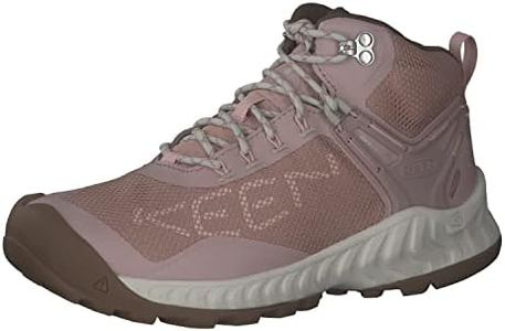 KEEN Women's NXIS Evo Mid Waterproof Hiking Boot, Fawn/Peach Whip, 6 US