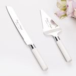 Personalized Cake Cutting Set for Wedding, Gold Silver Cake Knife and Server Set, Stainless Steel Custom Cake Serving Set, Engraved Pastry Pie Pizza Cutter Anniversary Christmas(Silver White)