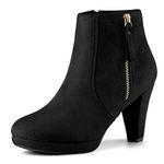 Allegra K Women's Side Zip Low Platform Chunky Heel Ankle Booties Black 6 UK/Label Size 8 US