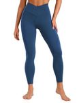 CRZ YOGA Womens Butterluxe Cross Waist 25'' Workout Leggings - V Cross High Waisted Gym Leggings Yoga Soft Leggings French Navy 10