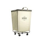 Seville Classics Large Commercial Heavy Duty Rolling Steel Frame Laundry Hamper Canvas Cart Bin, w/Wheels for Hotel, Home, Closet, Bedroom (PATENTED), Cream, 18.1" D x 18.1" W