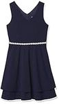 Speechless Girls' Short Sleeveless Layered Dress, Navy, 14