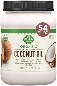 Wellsley Farms Organic Extra Virgin Coconut Oil - Unrefined, 100% Pure & Natural - Vegan, Non-GMO, Gluten-Free and Keto-Friendly Cooking Coconut Oil - Ideal for Skin Care & Hair Care - 54 oz (1 Pack)
