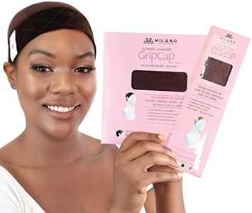 MILANO COLLECTION WiGrip & GripCap Combo, The Original Comfort Grip Band & Wig Grip Caps for Women, Tension-Free, Glueless, and Adjustable Wig Bands for Women, Brown, 2 Pack