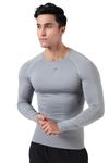 FUAARK Men's Full Sleeve Compression T-Shirt - Athletic Base Layer for Fitness, Cycling, Training, Workout, Tactical Sports Wear (Sea Grey, M)