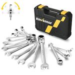 Enventor 14PCS Flex-Head Ratchet Spanner Set - Metric, 6mm to 19mm Ratcheting Combination Wrench Set with Carry Case, Chrome Vanadium Steel - 72-Teeth, 5° Swing Arc